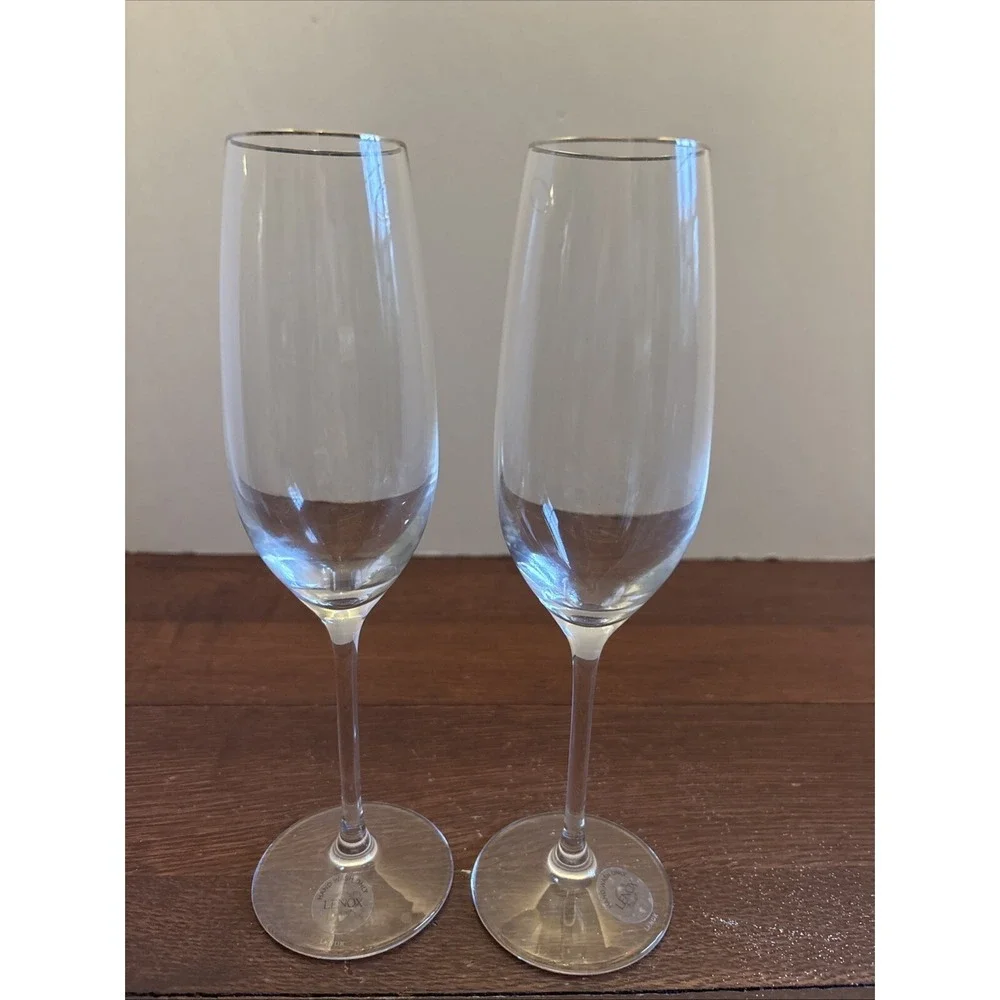 Lenox Solitaire Platinum Champagne Flute‎ Discontinued Set Of 2 New With Tag